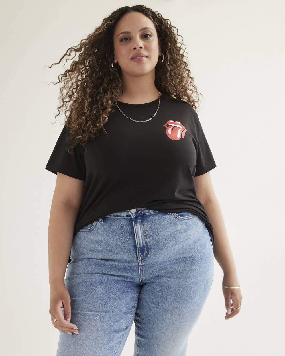 Crewneck Tee with The Rolling Stones Print