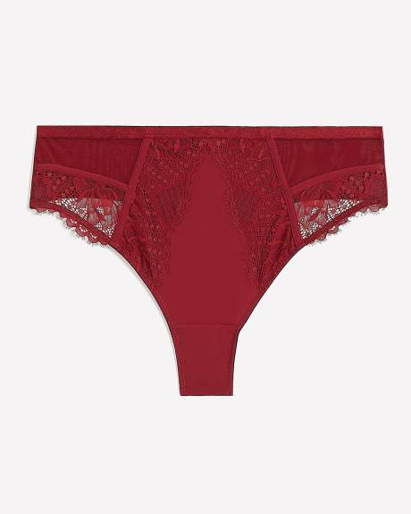 Culotte tanga sexy en satin et dentelle - Déesse Collection