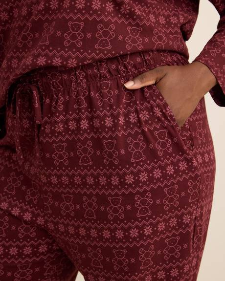 Bear Fair Isle Print Knit Long-Sleeve Tee and Jogger Pant Pyjama Set - ti Voglio