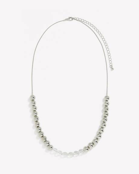 Short Necklace with Clear and Silver Beads