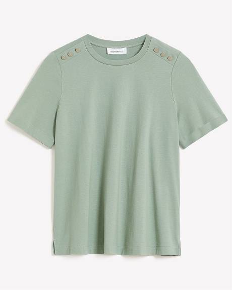 Knit Top with Buttons at Shoulders - Addition Elle