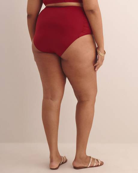 Red High-Waisted Satin Swim Brief