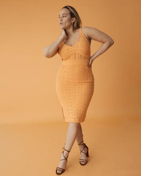 Camisole orange en crochet avec col en V - Addition Elle