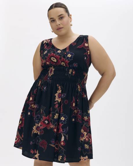 Floral Sleeveless Flared Dress - Addition Elle