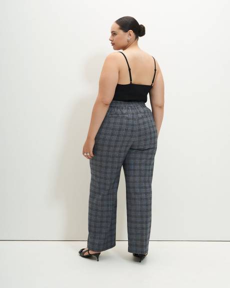 Pantalon carreauté à jambe droite évasée - Addition Elle