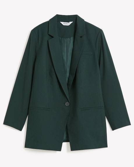 Twill Fitted Blazer, Green - Addition Elle