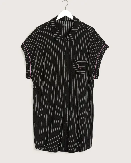 Responsible, Buttoned-Down Sleepshirt, Black & White Stripes - ti VOGLIO