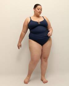 Dark Ribbed V-Neck Tankini Top