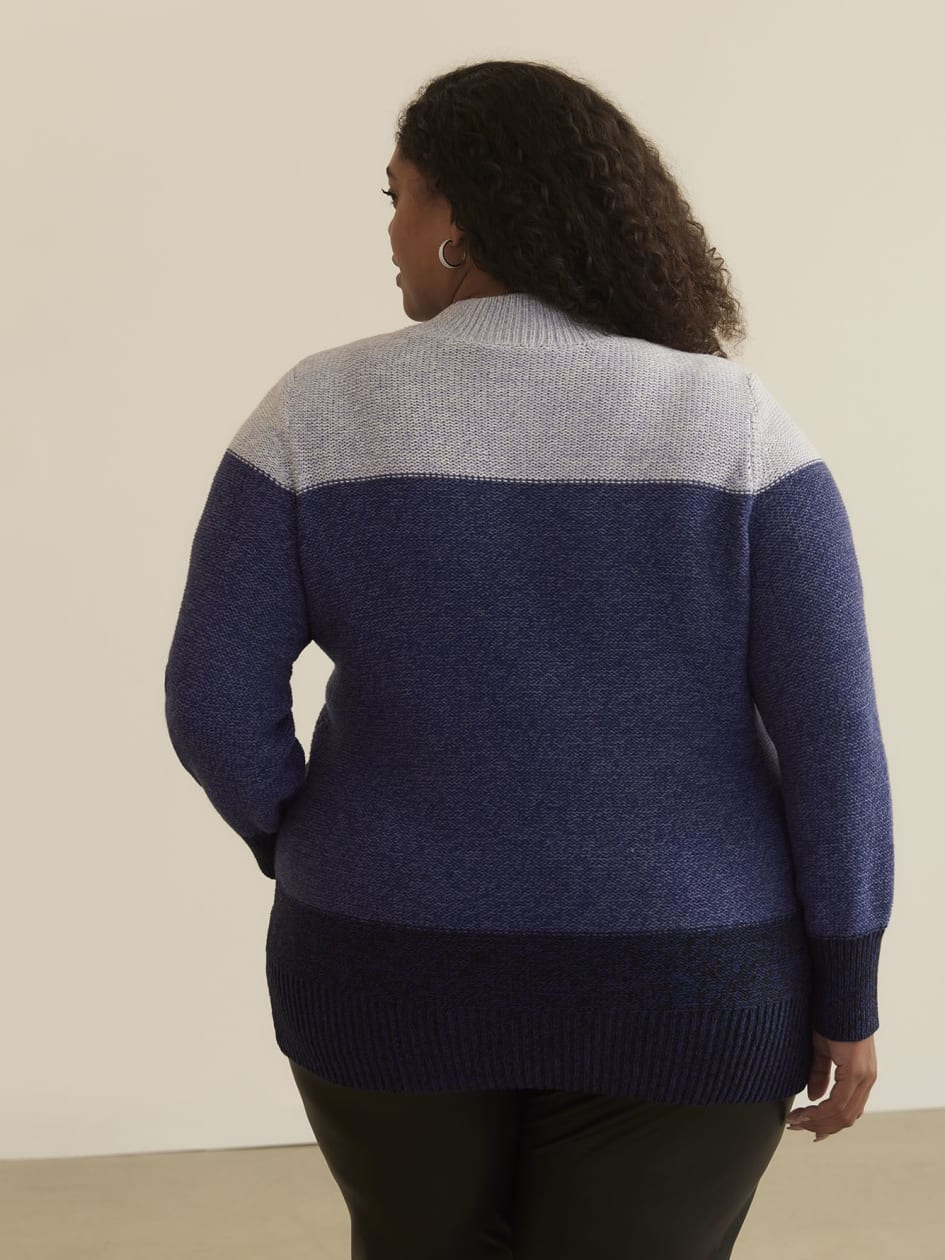 Colourblock Long-Sleeve Sweater with Mock Neck