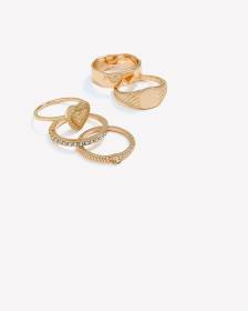 Golden Assorted Rings with Heart