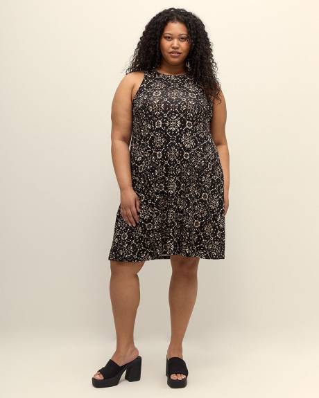 Robe évasée sans manches avec col rond, tissu responsable