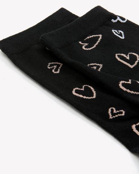 Crew Socks with Heart Print