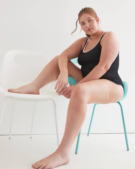 Black Ribbed Tankini - Active Zone