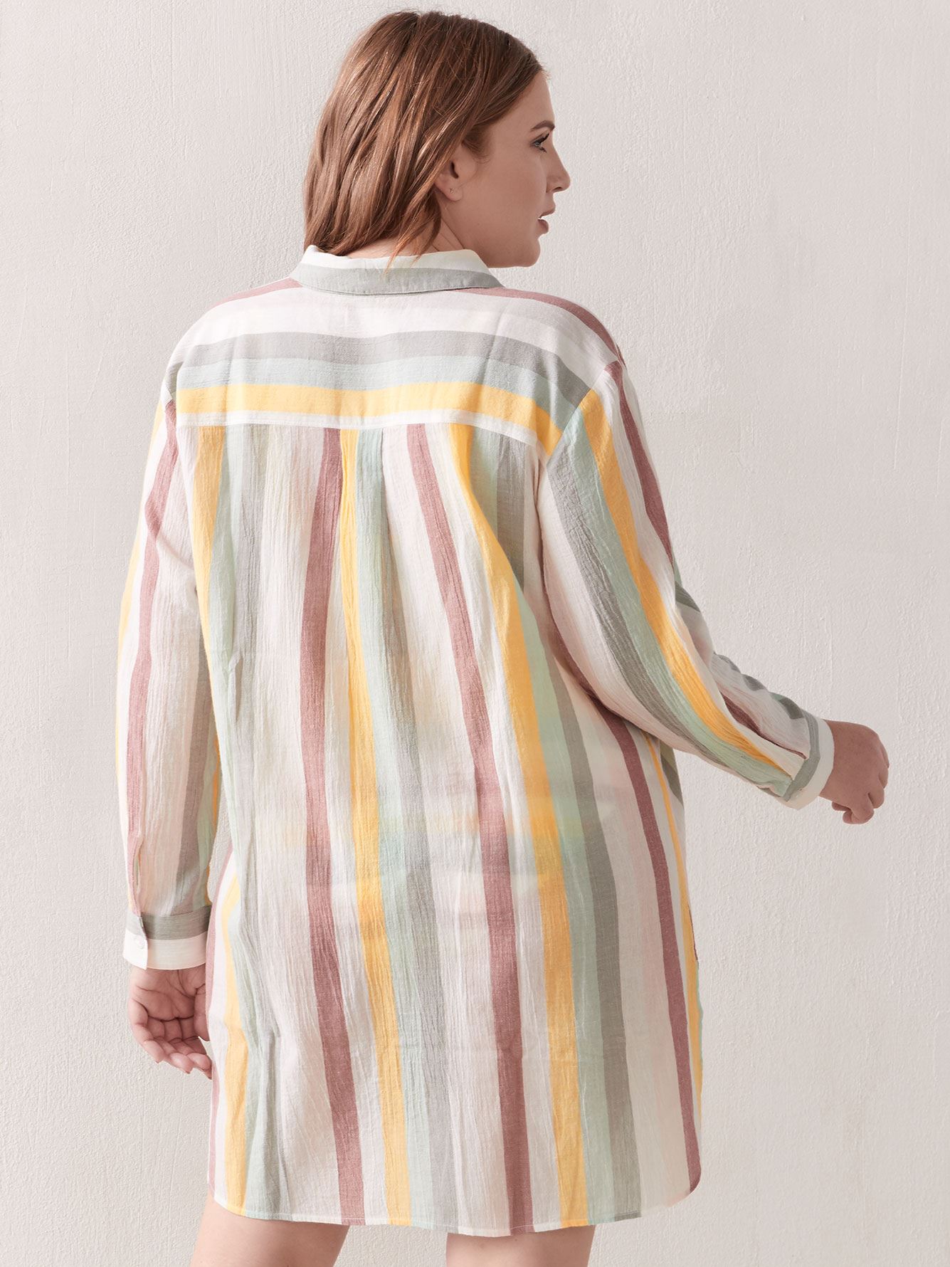 Striped ButtonDown Swim CoverUp Addition Elle Penningtons