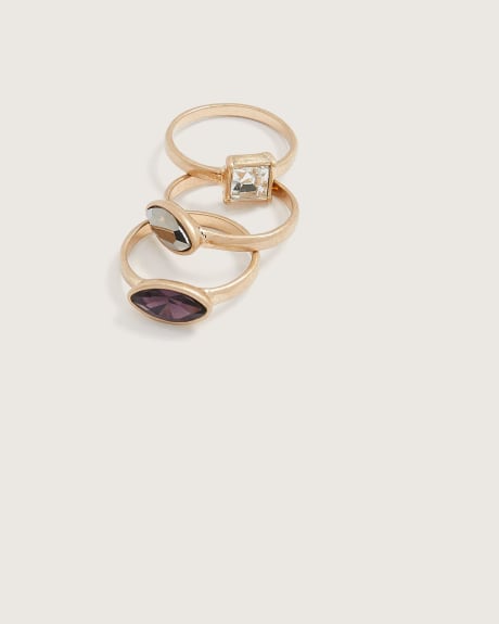 Assorted Rings with Coloured Stones, Set of 3