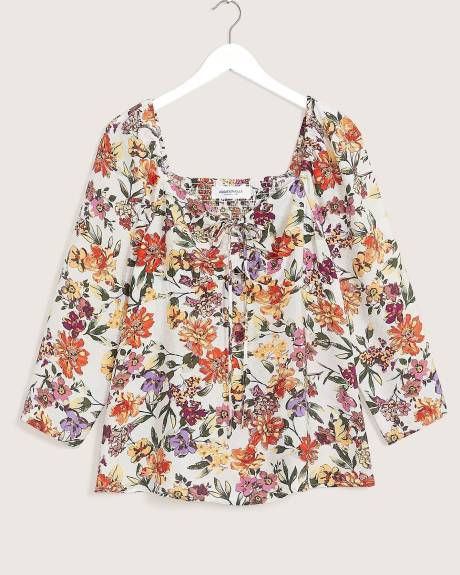 Blouse fleurie avec encolure en coeur - Addition Elle