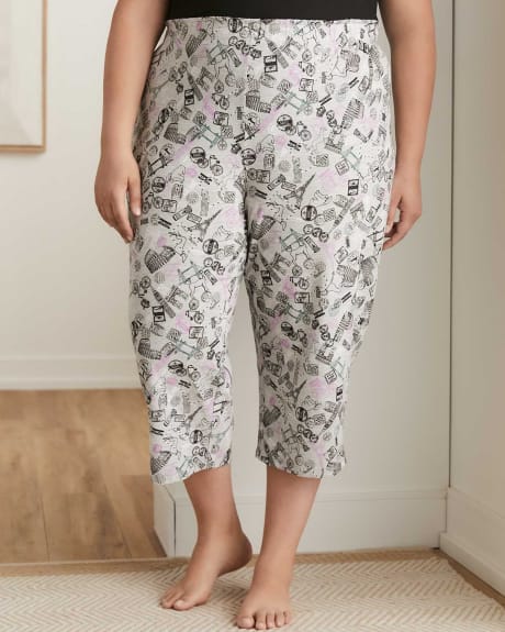 Jersey Capri Pyjama Pant with All-Over Print - tiVOGLIO