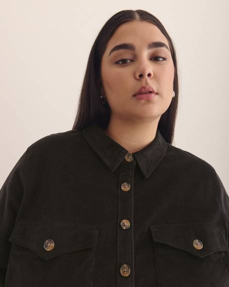 Corduroy Buttoned Down Shirt with Patch Pockets