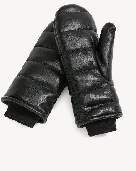 Mitaines en faux cuir matelassé