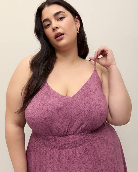 Robe longue sans manches à motif, tissu responsable