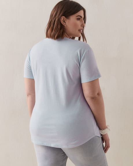 T-shirt col en V coupe Boyfriend en mélange de lin - Addition Elle