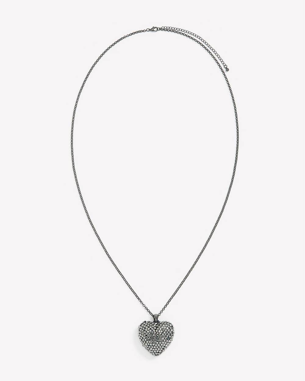Long Necklace with Rhinestone Heart Pendant Penningtons