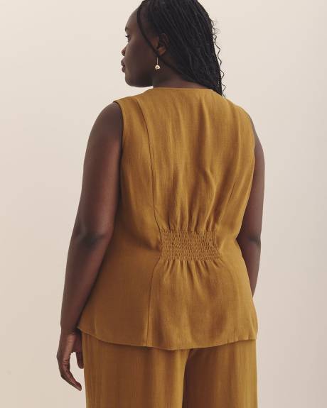 V-Neck Button Down Sleeveless Blouse