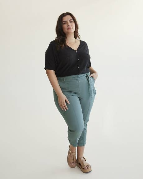 Cropped Straight-Leg Pant with Sash