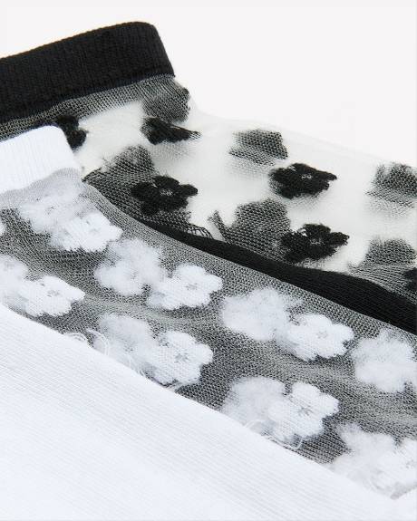 Ankle Socks with Sheer Upper, pack of 2