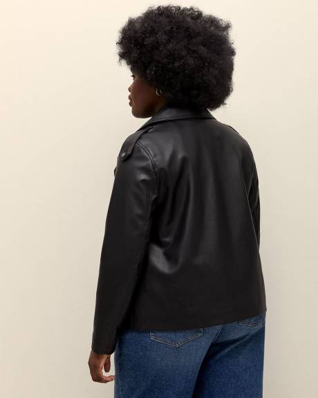 Faux-Leather Double-Breasted Short Coat - Addition Elle
