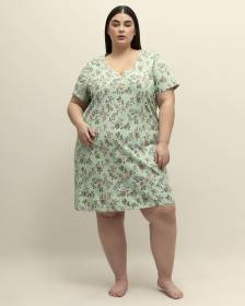 Chemise de nuit verte à motif fleuri et manches courte - ti Voglio