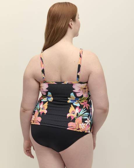 High-Neck Tankini Top with Lattice Front and Underwires - Bleu by Rod Beattie