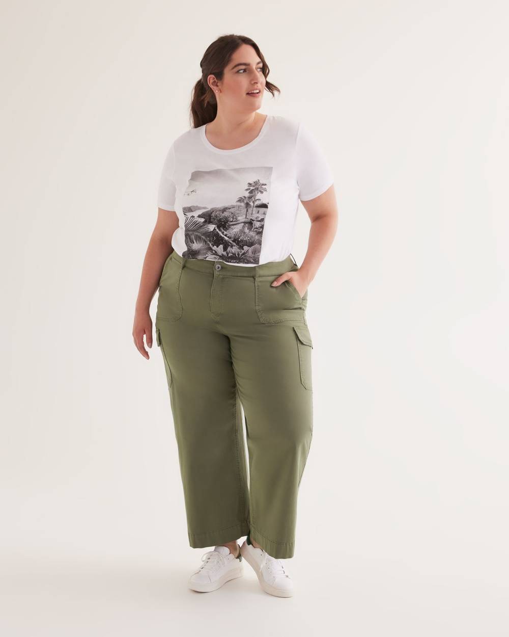 Cotton Wide-Leg Cargo Pant