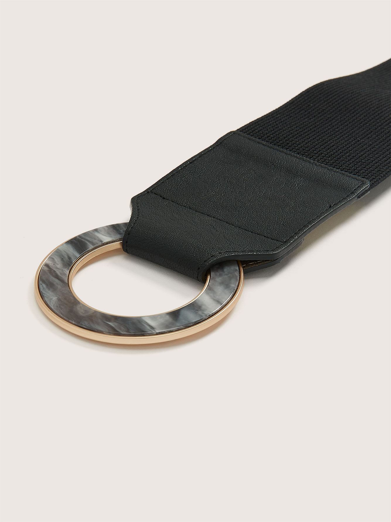 Wide Elastic Belt with Fancy Round Buckle