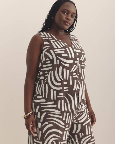 V-Neck Button Down Sleeveless Blouse
