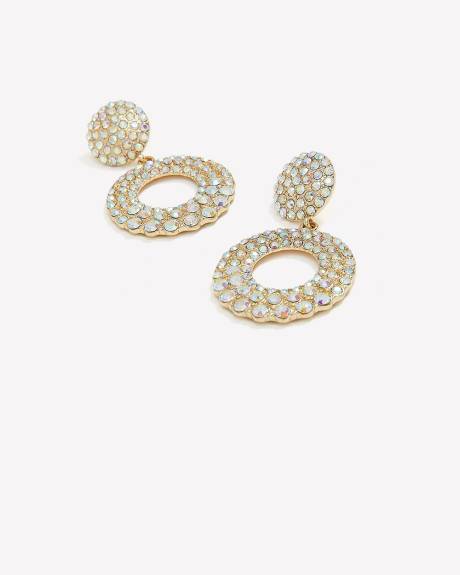 Fancy Stone Pendant Hoop Earrings