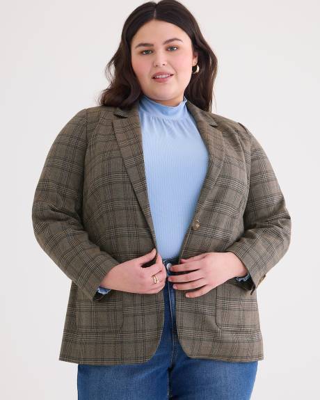 Long Plaid Blazer