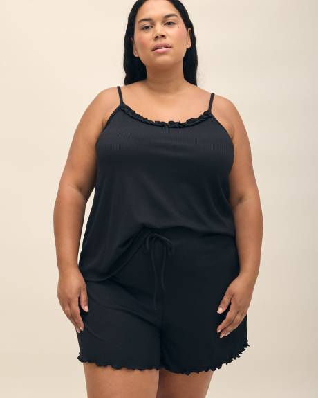 Black Ribbed Boxer with Lettuce Edge - ti Voglio