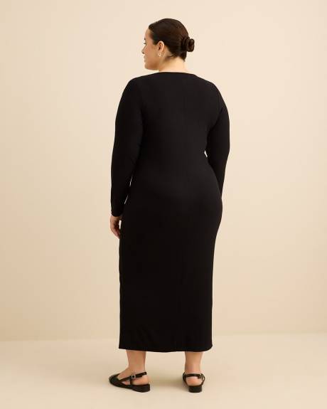 Chemise de nuit boutonn&eacute;e longue en tricot c&ocirc;tel&eacute; noir - ti Voglio