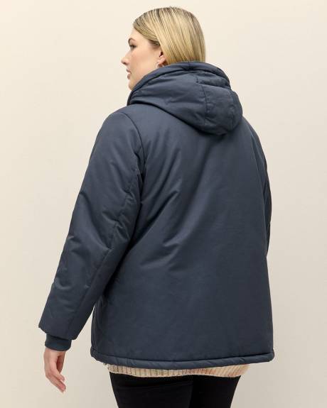 Parka doublé en sherpa avec capuche à fourrure synthétique