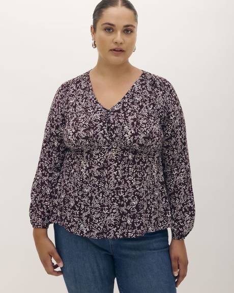 Responsible, Empire Waist Blouse with Long Balloon Sleeves - Addition Elle