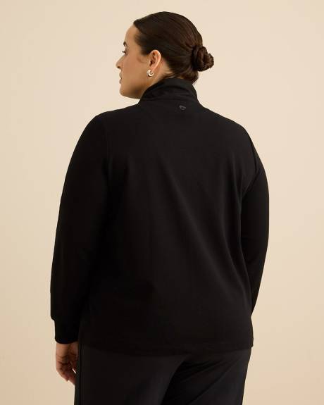 4-Way Mixed Media Mock Neck Long Sleeve Zipped Jacket - Active Zone