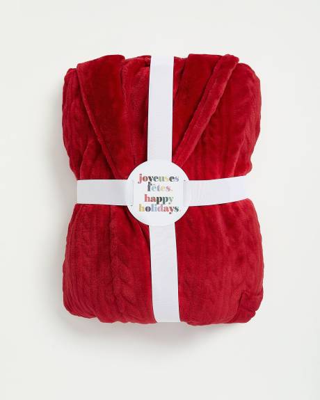 Red Cable Knit Fleece Robe - ti Voglio