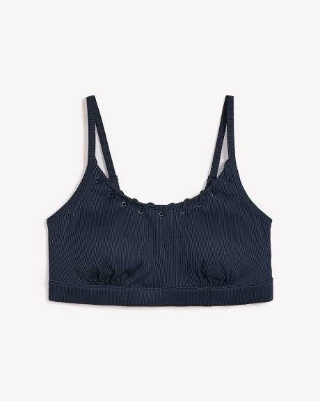 Crop Bikini Top with Drawcord and Eyelets Details