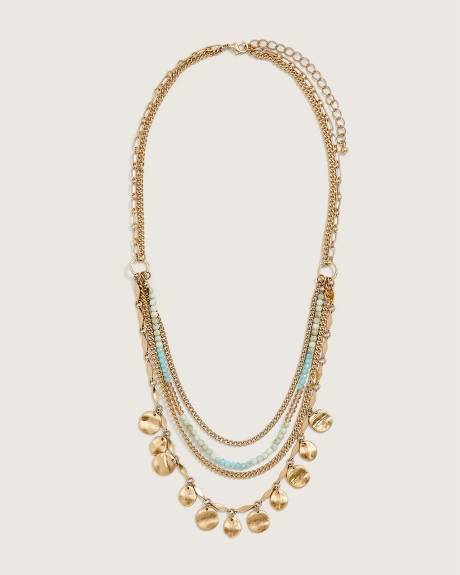 Collier à chaînes multiples avec billes et pendentifs