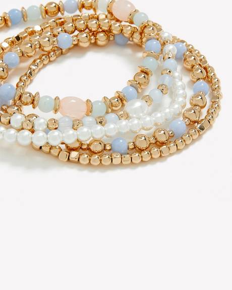 Assorted Stretch Beaded Bracelets, Set of 5