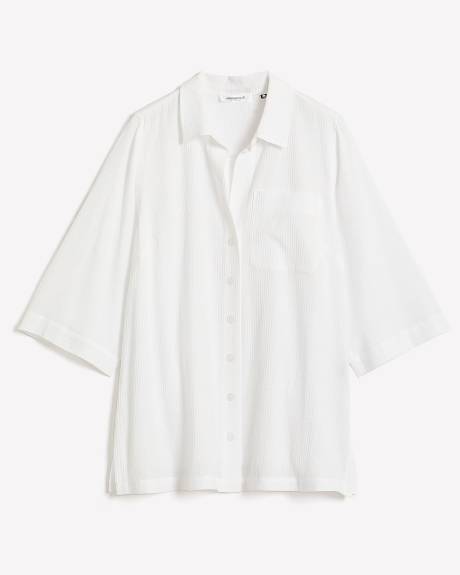 Large-Sleeve Buttoned Down Tunic - Addition Elle