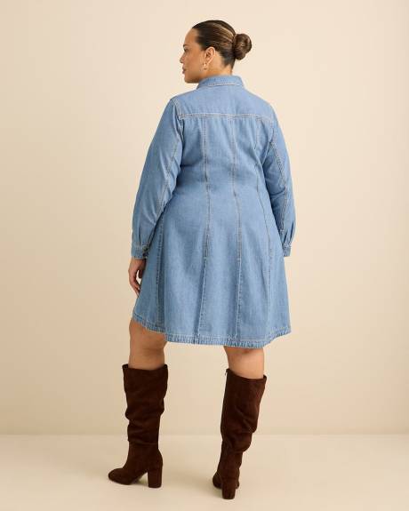 Robe chemise en denim avec manches longues