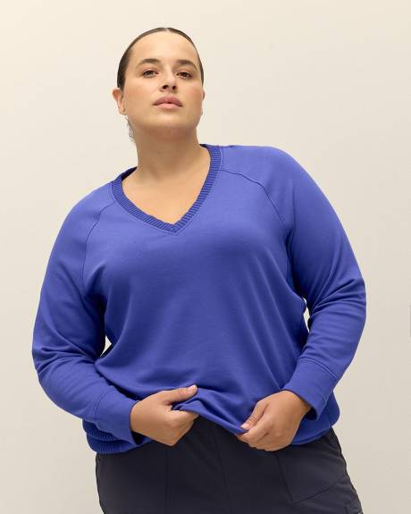 Sweatshirt en molleton avec col en V et bandes côtelées - Active Zone