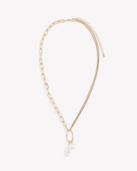 Short Mix Chain Necklace with Pearl